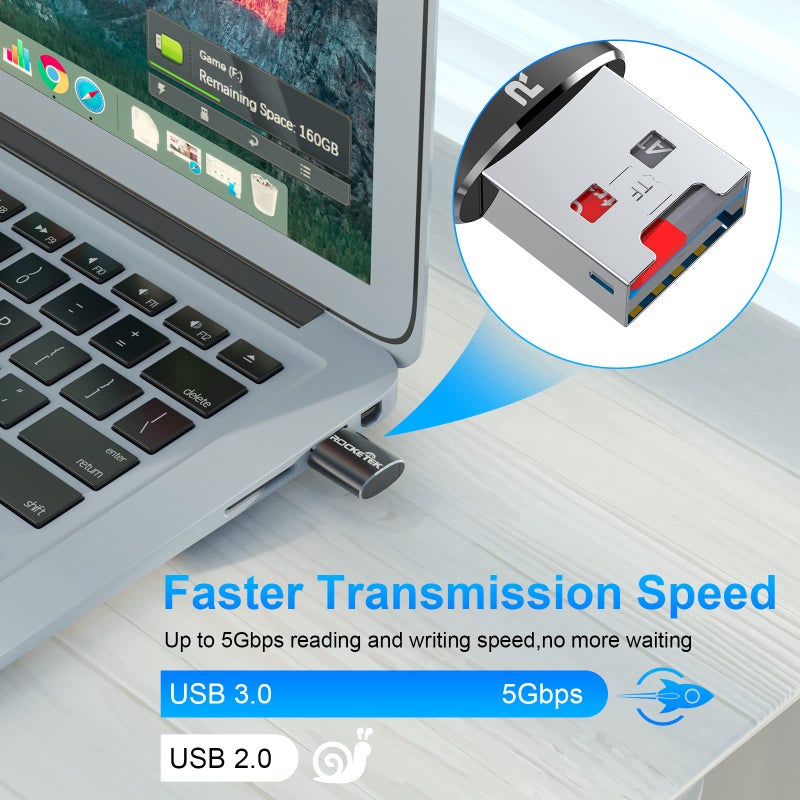 Rocketek Aluminum USB 3.0 Portable Memory Card Reader Adapter for Micro SD Card/TF Card Reader Adapter - Image 4